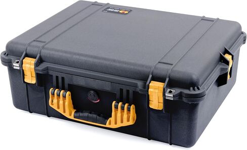 Pelican 1600 Case by Colorcase - Black - Size Size Case Waterproof مع نظام مقسم Trekpak ورغوة الغطاء المعقدة - المقبض الأسود والمزالج in Kuwait