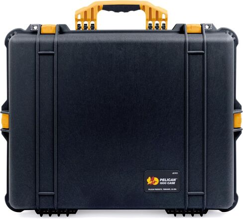 Pelican 1600 Case by Colorcase - Black - Size Size Case Waterproof مع نظام مقسم Trekpak ورغوة الغطاء المعقدة - المقبض الأسود والمزالج in Kuwait