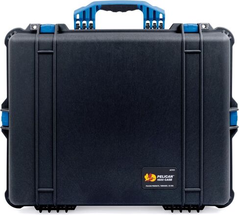 Pelican 1600 Case by Colorcase - Black - Size Size Case Waterproof مع نظام مقسم Trekpak ورغوة الغطاء المعقدة - المقبض الأسود والمزالج in Kuwait