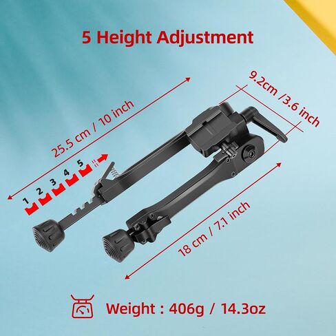 elkeer pipot bipod bipod for picatinny weaver ، مع محول المسمار 1/4 بوصة ، ساق قابلة للطي من 5 موضع ، للأنشطة الخارجية in Saudi Arabia