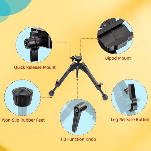 elkeer pipot bipod bipod for picatinny weaver ، مع محول المسمار 1/4 بوصة ، ساق قابلة للطي من 5 موضع ، للأنشطة الخارجية in Saudi Arabia