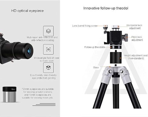 Professional Getting Started Travel Outdoor Telescope telescopes for Adults and Kids Astronomy Telescopes 700mm Focal Length Refractor with 10mm /20mm Eyepiece Tripod and Smartphone Holder in Saudi Arabia