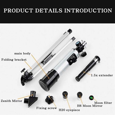 Telescope 50Mm Astronomy Telescope for Beginners Adults and Kids Refractor Telescope 360Mm Focal Length Compact Smartphone Adapter and Portable Watching The Moon in Saudi Arabia