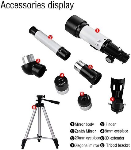 تلسكوب 50-100 مم جبل تلسكوب فلكي الفلكي للأطفال المبتدئين Travel Telescope مع حقيبة تحمل ترايبود وعدسة عالية الدقة (اللون: الحزمة ب) (الحزمة ج) in Kuwait