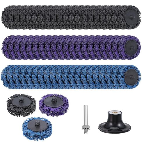 61 Pack Diamond Sanding Discs Set, 2 Inch Change Quickly Disc for Drill with 1/4" Holder Surface Conditioning Disc for Die Grinder Surface Prep Strip Cleans Welds Burr Finish Rust Paint Removal in Kuwait