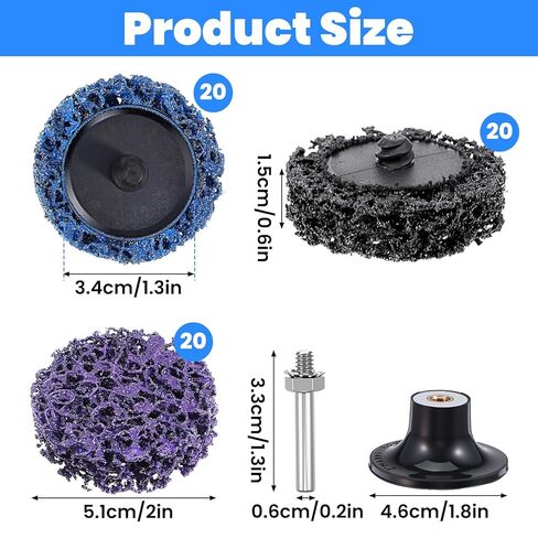 61 Pack Diamond Sanding Discs Set, 2 Inch Change Quickly Disc for Drill with 1/4" Holder Surface Conditioning Disc for Die Grinder Surface Prep Strip Cleans Welds Burr Finish Rust Paint Removal in Kuwait