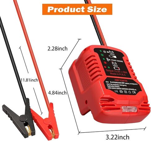 Jumper Cables 11AWG 30A Starter Jump Charger for Black and Decker 20V Battery in Saudi Arabia