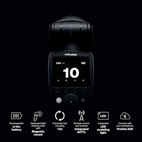 Profoto A10 On-Camera Flash Light for Canon Bundle with Connect Pro, Clic Softbox 2.3-feet Octa, Softgrid and Li-Ion Battery 2S1P (5 Items) in Saudi Arabia