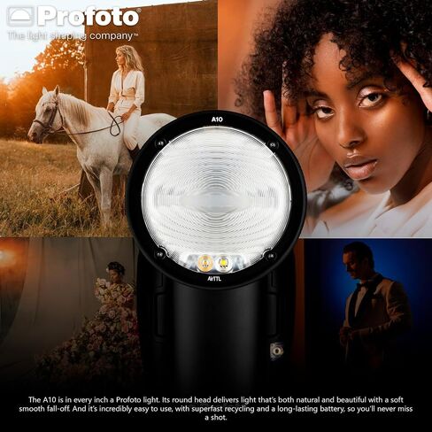 Profoto A10 On-Camera Flash Light for Canon Bundle with Connect Pro, Clic Softbox 2.3-feet Octa, Softgrid and Li-Ion Battery 2S1P (5 Items) in Saudi Arabia