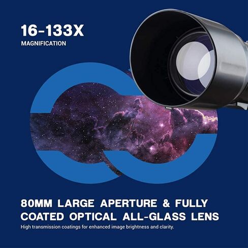 Telescope for Kids Adults 80mm Aperture 400mm Telescope for Astronomy BAK4 Prism FMC Lens Astronomical Refractor Telescope with Smartphone Mount and Tripod to Observe Moon Planet in Saudi Arabia