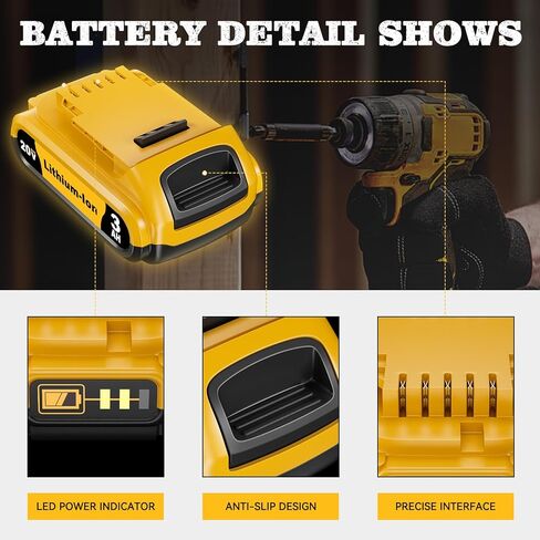 DCB201 2PACK 3.0AH استبدال DEWALT 20V بطارية DCB206 DCB207 DCB204 DCB201 متوافق مع DEWALT 20V MAX بطارية DCD/DCF/DCG/DCS أدوات الطاقة in Kuwait