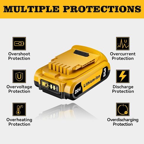 DCB201 2PACK 3.0AH استبدال DEWALT 20V بطارية DCB206 DCB207 DCB204 DCB201 متوافق مع DEWALT 20V MAX بطارية DCD/DCF/DCG/DCS أدوات الطاقة in Kuwait