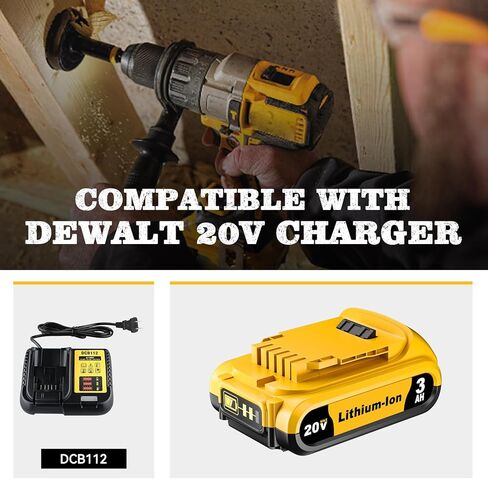 DCB201 2PACK 3.0AH استبدال DEWALT 20V بطارية DCB206 DCB207 DCB204 DCB201 متوافق مع DEWALT 20V MAX بطارية DCD/DCF/DCG/DCS أدوات الطاقة in Kuwait