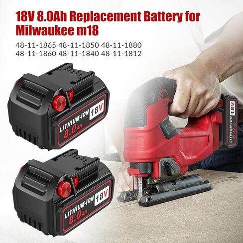 2 حزمة 18V 8.0AH بطارية واستبدال الشاحن لـ M18 Starter Kit ، Red in Kuwait