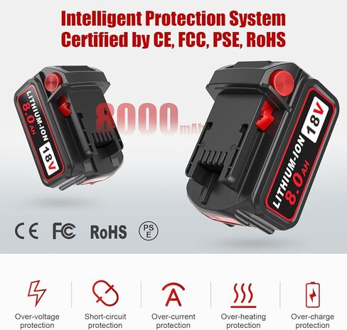 2 حزمة 18V 8.0AH بطارية واستبدال الشاحن لـ M18 Starter Kit ، Red in Kuwait