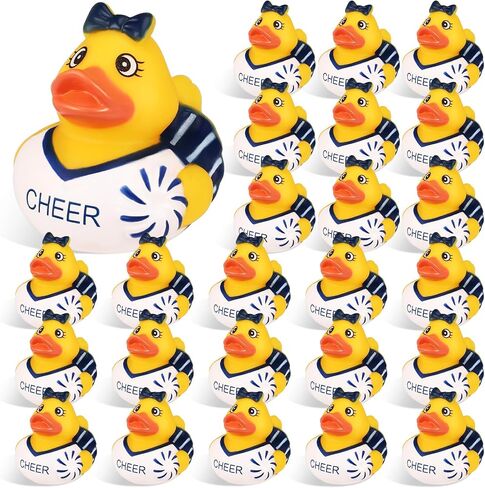 Sotiff 24 Pcs Cheer Team Gifts Bulk Cheer Rubber Ducks 2 Inch Cheerleader Rubber Ducky Bath Toy for Cheerleader Team Inspirational Gifts Beach Summer Bath Tub Pool in Saudi Arabia
