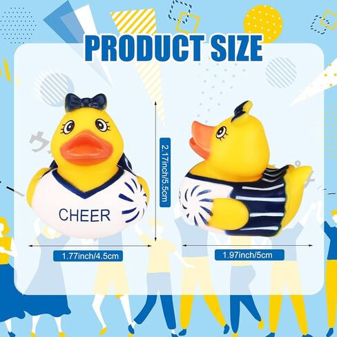 Sotiff 24 Pcs Cheer Team Gifts Bulk Cheer Rubber Ducks 2 Inch Cheerleader Rubber Ducky Bath Toy for Cheerleader Team Inspirational Gifts Beach Summer Bath Tub Pool in Saudi Arabia