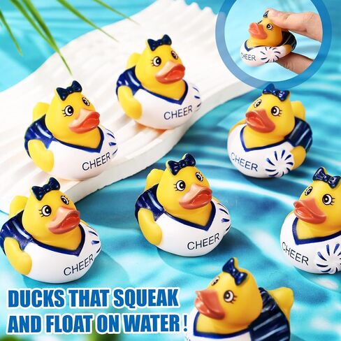 Sotiff 24 Pcs Cheer Team Gifts Bulk Cheer Rubber Ducks 2 Inch Cheerleader Rubber Ducky Bath Toy for Cheerleader Team Inspirational Gifts Beach Summer Bath Tub Pool in Saudi Arabia