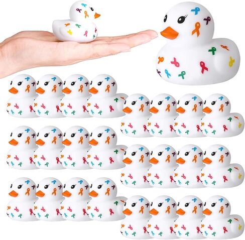 Sotiff 24 Pcs Cancer Awareness Rubber Ducks Bulk Colorful Ribbon Breast Cancer Colon Awareness Oncology Nurse Gifts Accessories Hope Faith Supplies Items for Prevention Month Women Public Activity in Saudi Arabia