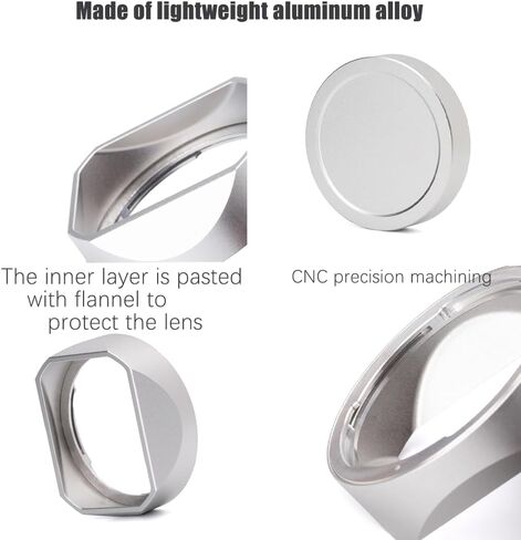 غطاء العدسة المعدنية المربعة (مع غطاء) ، متوافق مع Voigtlander Nokton 35mm F1.5 Type I & II استبدال LH-12 (Silver الألومنيوم) in Kuwait