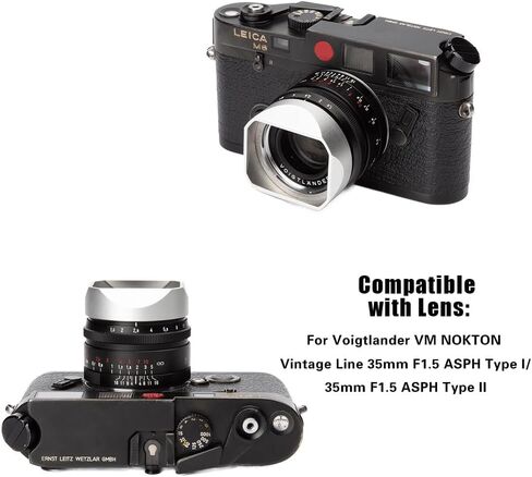 غطاء العدسة المعدنية المربعة (مع غطاء) ، متوافق مع Voigtlander Nokton 35mm F1.5 Type I & II استبدال LH-12 (Silver الألومنيوم) in Kuwait