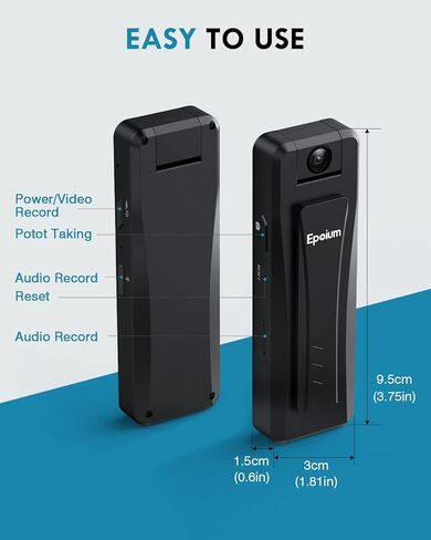 EP1 64 جيجابايت كاميرا جسم مصغرة مع صوت ، وعدسة كاميرا قابلة للتدوير 180 درجة ، وكاميرات مخفية 1080 بكسل ، وكاميرات الجسم الصغيرة تدعم التسجيل من 8 إلى 9 ساعات ، و 120 درجة من الكاميرا البالية للركوب ، والاجتماع ، والمشي لمسافات طويلة in Kuwait