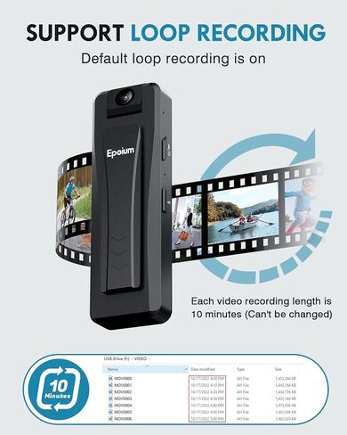 EP1 64 جيجابايت كاميرا جسم مصغرة مع صوت ، وعدسة كاميرا قابلة للتدوير 180 درجة ، وكاميرات مخفية 1080 بكسل ، وكاميرات الجسم الصغيرة تدعم التسجيل من 8 إلى 9 ساعات ، و 120 درجة من الكاميرا البالية للركوب ، والاجتماع ، والمشي لمسافات طويلة in Kuwait