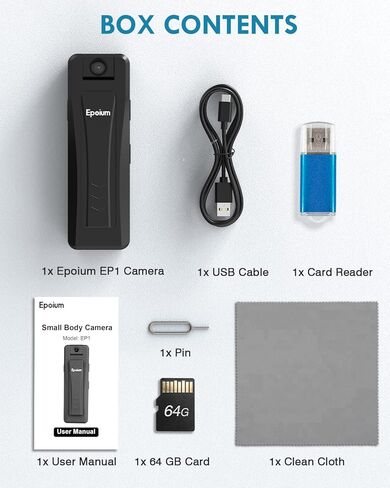 EP1 64 جيجابايت كاميرا جسم مصغرة مع صوت ، وعدسة كاميرا قابلة للتدوير 180 درجة ، وكاميرات مخفية 1080 بكسل ، وكاميرات الجسم الصغيرة تدعم التسجيل من 8 إلى 9 ساعات ، و 120 درجة من الكاميرا البالية للركوب ، والاجتماع ، والمشي لمسافات طويلة in Kuwait