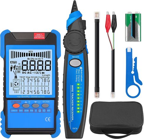 Network Cable Tester with POE Function, YGiTK Ethernet Cable Locator with and LCD for CAT5 CAT6, Line Finder Cable Tracer Continuity, Multifunction Wire Tracker, Battery Voltage Polarity Check in Saudi Arabia