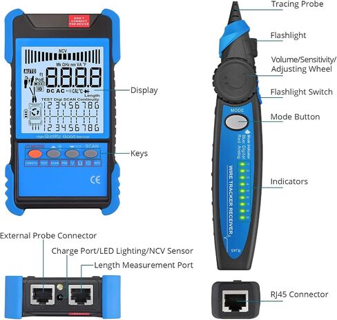 Network Cable Tester with POE Function, YGiTK Ethernet Cable Locator with and LCD for CAT5 CAT6, Line Finder Cable Tracer Continuity, Multifunction Wire Tracker, Battery Voltage Polarity Check in Saudi Arabia