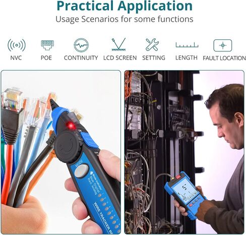 Network Cable Tester with POE Function, YGiTK Ethernet Cable Locator with and LCD for CAT5 CAT6, Line Finder Cable Tracer Continuity, Multifunction Wire Tracker, Battery Voltage Polarity Check in Saudi Arabia
