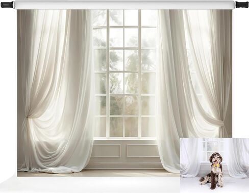 Kate White Curtain Backdrops Window Photo Background Interior Room Family Portrait Photography Props, 10x6.5ft in Saudi Arabia
