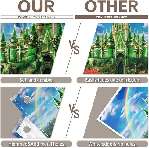 7x5ft Polyester Green Castle Backdrop Yellow Brick Road Rainbow Sky Photography Background Floral Banner Party Decorations Photo Props in Saudi Arabia