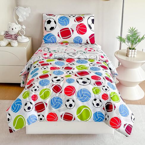 Tailor Shop 4 Pieces Toddler Bedding for Boys Toddler Construction Truck Vehicle Car Comforter Includes Quilted Comforter Fitted Sheet Top Sheet and Pillow Case in Saudi Arabia