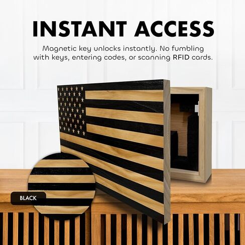 Bellewood Designs American Flag - Hidden Gun Safe with Magnetic Lock | Quick Access Hidden Gun Shelf - Handcrafted Concealment Shelf - USA Made Wall Gun Safe - Patriotic Wall Decor in Kuwait