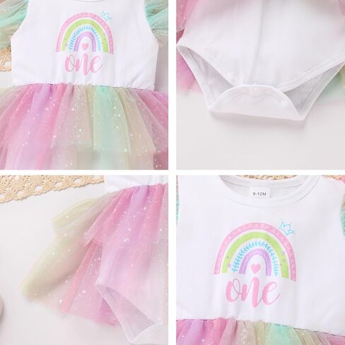 Odasdo Baby Girls 1st Birthday Cake Smash Outfit Flutter Sleeve Tutu Romper Dress مع مجموعة عائق Bowknot in Saudi Arabia