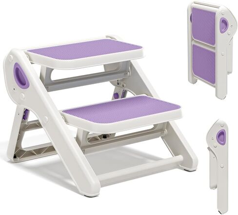 MoreFeel Foldable Toddler Step Stool for Bathroom Sink - 2-Step Kids Stool for Potty Training, Kitchen Counter & Bedroom, Sturdy Non-Slip Child Safety Stool Helper in Saudi Arabia