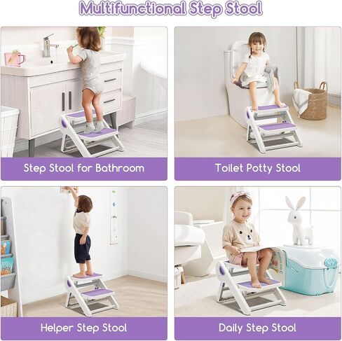 MoreFeel Foldable Toddler Step Stool for Bathroom Sink - 2-Step Kids Stool for Potty Training, Kitchen Counter & Bedroom, Sturdy Non-Slip Child Safety Stool Helper in Saudi Arabia