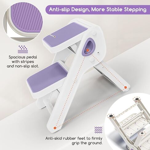 MoreFeel Foldable Toddler Step Stool for Bathroom Sink - 2-Step Kids Stool for Potty Training, Kitchen Counter & Bedroom, Sturdy Non-Slip Child Safety Stool Helper in Saudi Arabia
