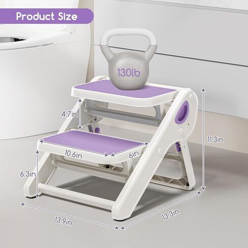 MoreFeel Foldable Toddler Step Stool for Bathroom Sink - 2-Step Kids Stool for Potty Training, Kitchen Counter & Bedroom, Sturdy Non-Slip Child Safety Stool Helper in Saudi Arabia