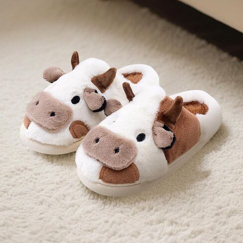 Cow Slippers for Women & Men - Plush Soft Non-Slip House Slipper, Winter Warm Fuzzy Shoes with Comfort Memory Foam in Saudi Arabia