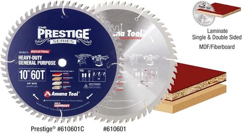 Amana Tool 610601C Carbide Tabled Prestige General الغرض 10 بوصة D X 60T TCG ، 10 درجة ، 5/8 شفرة المنشار الدائري تتحمل in Kuwait