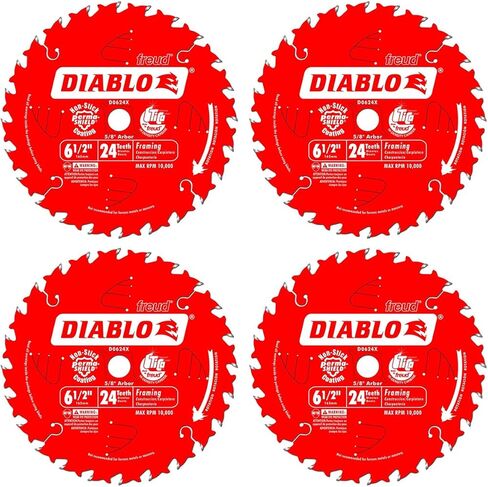 FREUD D0624X DIABLO 6-1/2 بوصة 24 أسطوانة ATB نصل المنشار مع الشجرة 5/8 بوصة (أربعة حزمة) in Kuwait