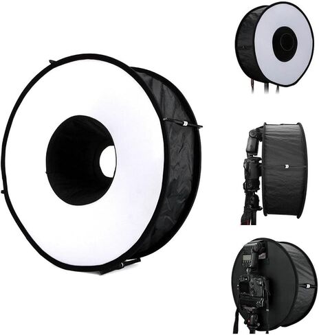 REFLEX CAMERA 18" (45cm) Foldable Ring Light Softbox Diffuser for DSLR Cameras | Universal Flash Diffuser with Carry Bag | Creates Even Studio-Quality Lighting | Compatible with Canon Nikon Sony in Saudi Arabia