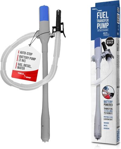 TERA PUMP TRHA03 مضخة مياه تعمل بالبطارية، ديزل، مضخة نقل الغاز مع نظام منع التسرب (إيقاف تلقائي) وصفارة، بطاريتان AA (غير متضمنتين) بسرعة 9 لتر/الدقيقة - أحواض الصرف والأحواض والمزيد in Saudi Arabia