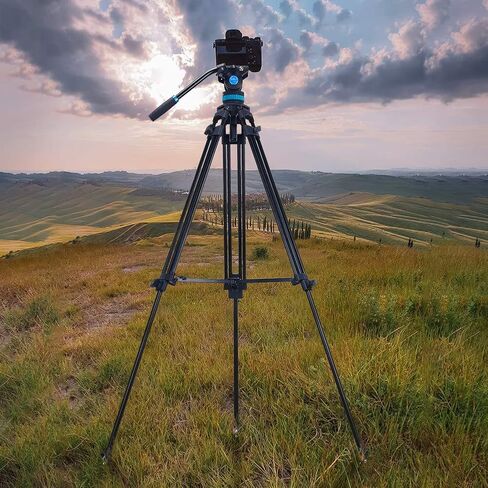 SIRUI SH-15 Aluminum Video Tripod with 360° Fluid Head, 61″ Professional Heavy Duty Tripod Kit for DSLR Cameras, Max Load 22lbs in Saudi Arabia