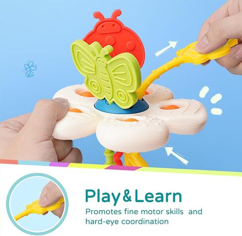 ألعاب ليكي مونتيسوري للطفل بعمر 1+ سنة، ألعاب حسية للأطفال الصغار 1-3 سنوات، خيوط تسنين من السيليكون للأطفال، لعبة سفر لعمر 18 شهرًا فما فوق، هدية لحفلة استقبال المولود الجديد وكرسي سيارة مرتفع (ألوان زاهية) in Kuwait