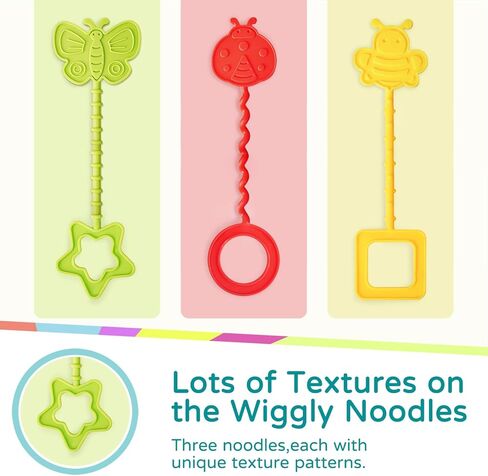 ألعاب ليكي مونتيسوري للطفل بعمر 1+ سنة، ألعاب حسية للأطفال الصغار 1-3 سنوات، خيوط تسنين من السيليكون للأطفال، لعبة سفر لعمر 18 شهرًا فما فوق، هدية لحفلة استقبال المولود الجديد وكرسي سيارة مرتفع (ألوان زاهية) in Kuwait