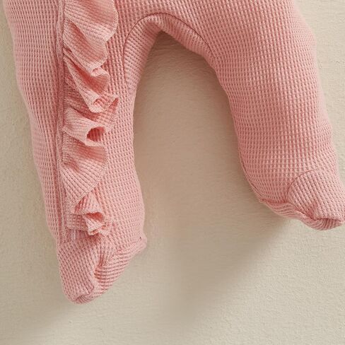 Fanvereka Newborn Infant Baby Girl Fall Outfit Romper 3 6 12 Months Girls Long Sleeve Full Length Zipper Footie Headband in Kuwait