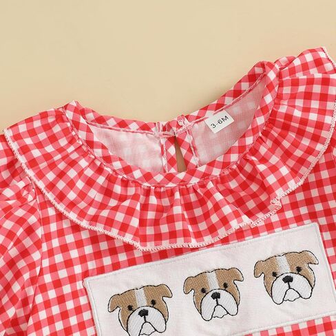ZyHwShine Baby Girl Football Outfit Infant Football Embroidery Bubble Romper Smocked Onesie Newborn Football Summer Clothes in Saudi Arabia